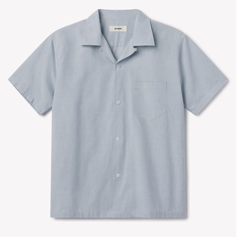 Buck Mason Azure Preppy Casual Eoe Wornwell Short Sleeve Camp Shirt NWT M